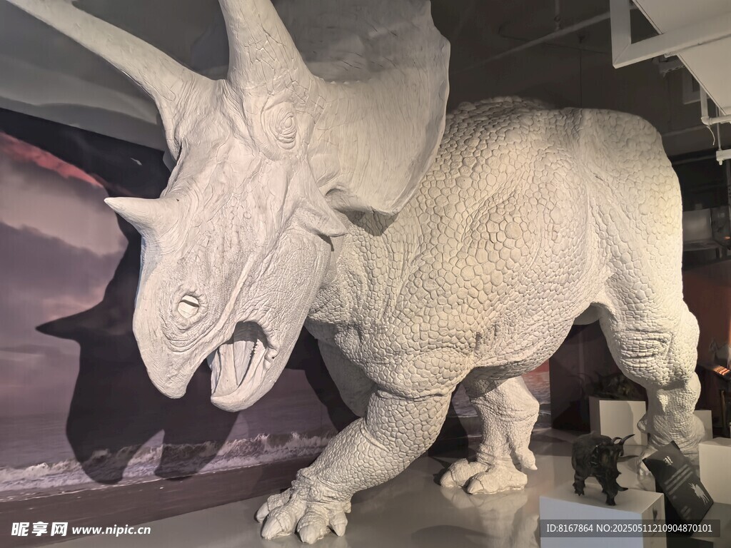三角龙恐龙化石模型展示