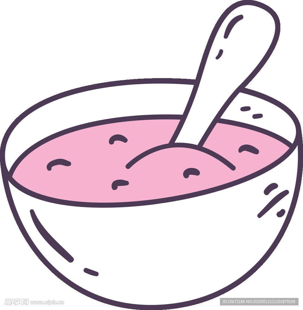 粉色碗装食物配勺子