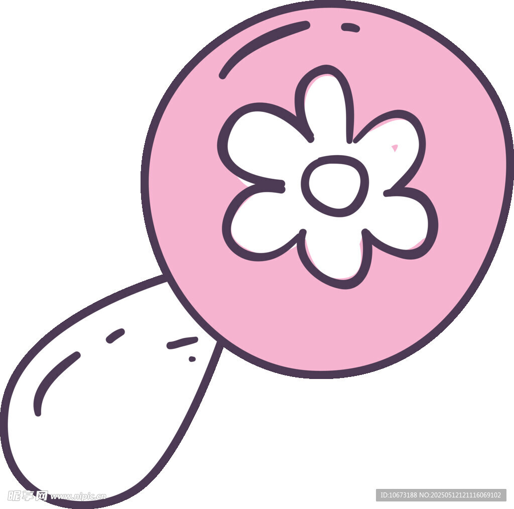粉色花朵图案拨浪鼓