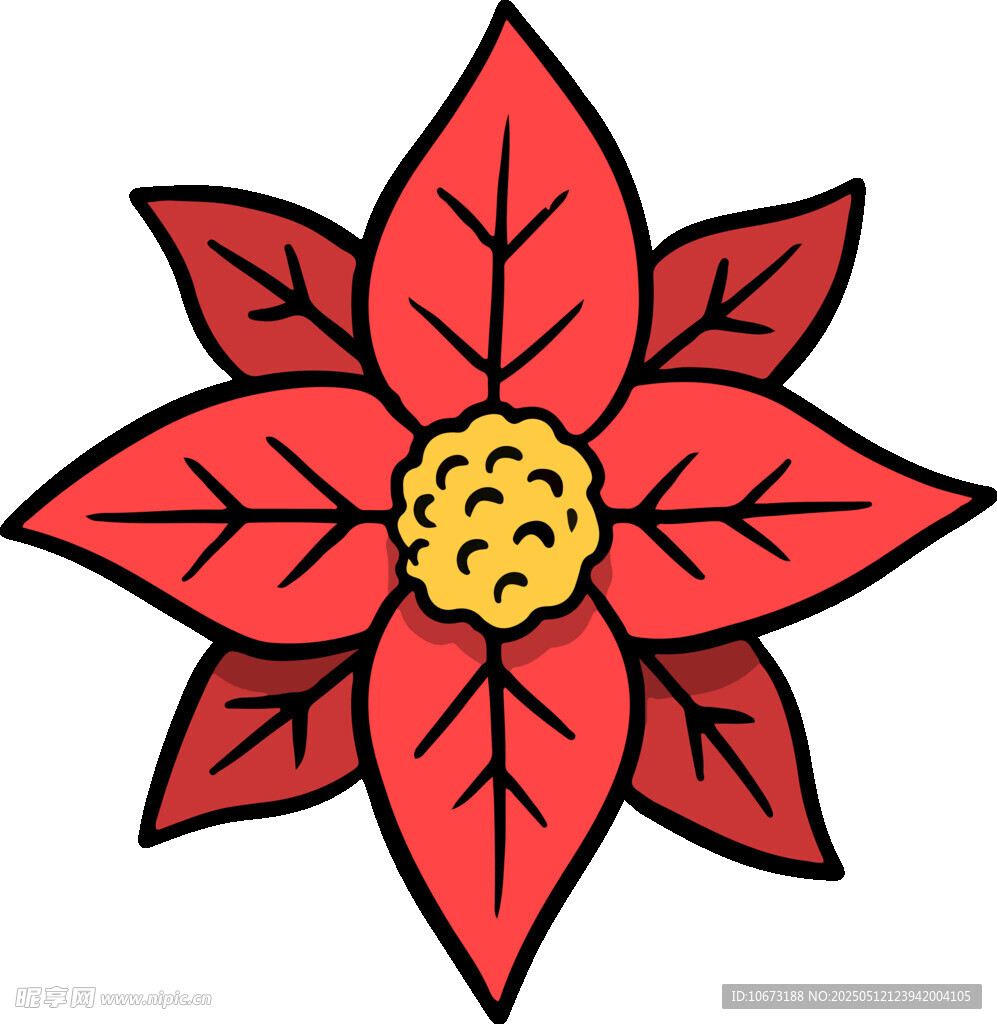 红色花朵插画图案设计