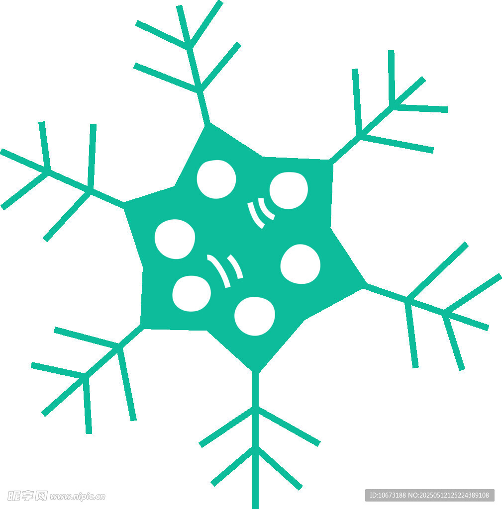 蓝绿色雪花图案设计元素