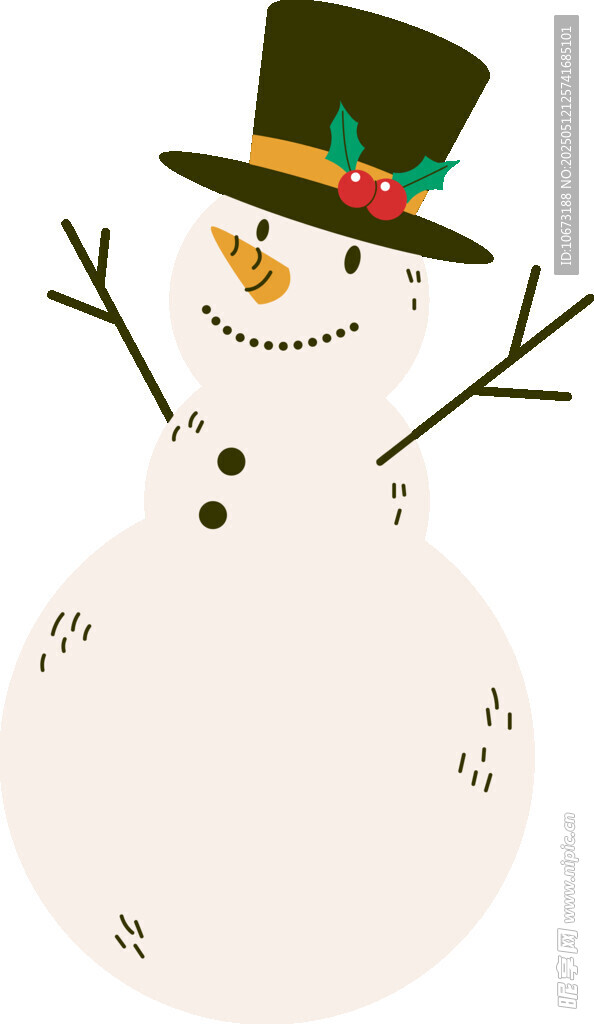戴礼帽的可爱雪人