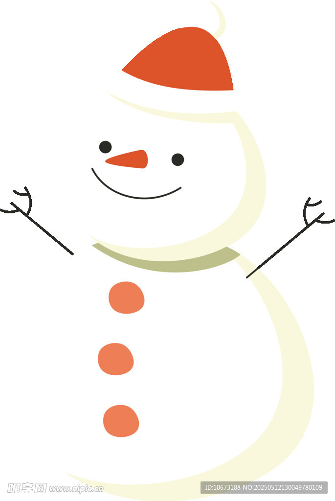 可爱雪人戴红帽