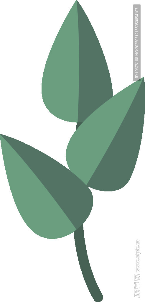 三片绿叶植物图标