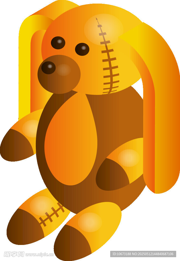 可爱补丁风黄色小狗玩偶