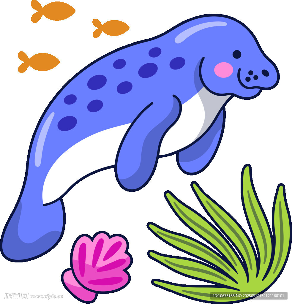 海底畅游的可爱海牛