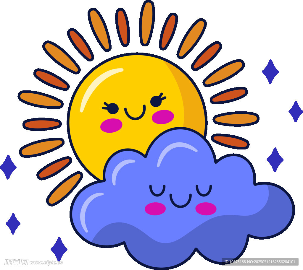 微笑的太阳与云朵