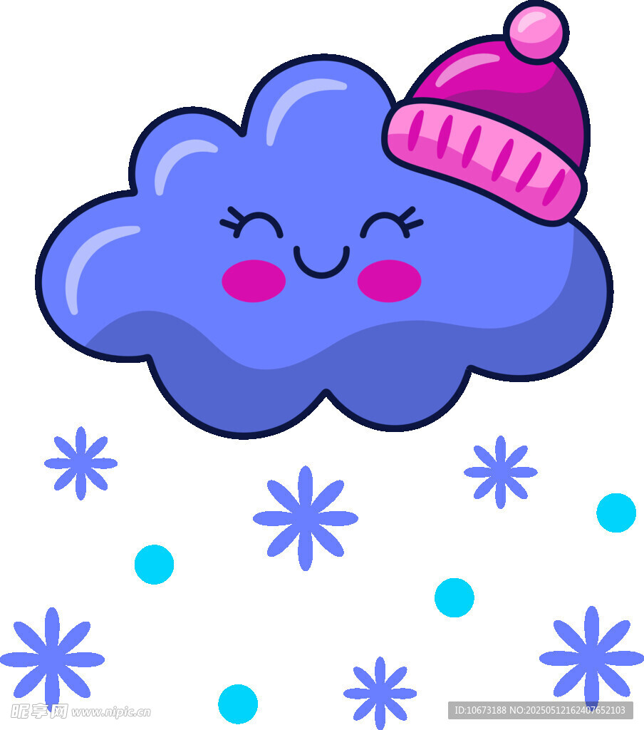 戴帽云朵飘洒雪花