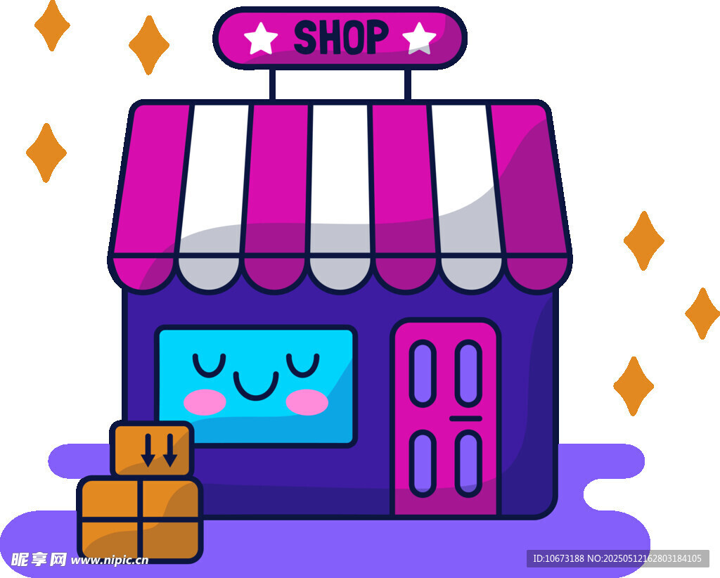 可爱卡通风格的商店外观