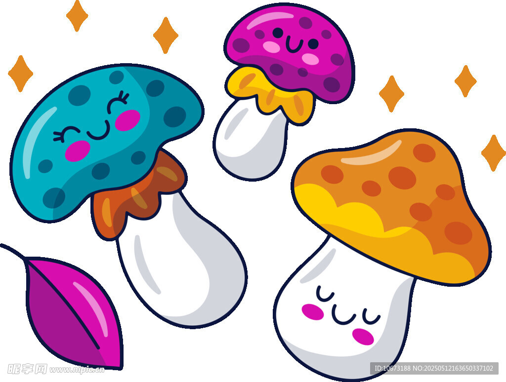 可爱笑脸蘑菇插画