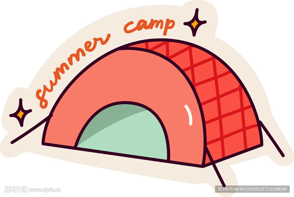 夏日露营帐篷插画
