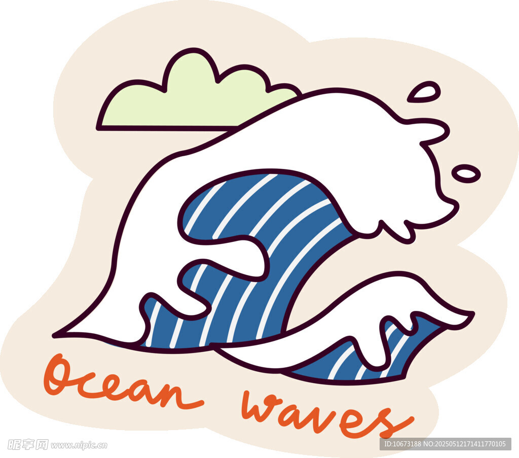 海洋波浪插画图案