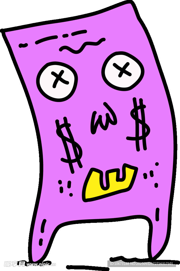 紫色钱袋表情符号插画