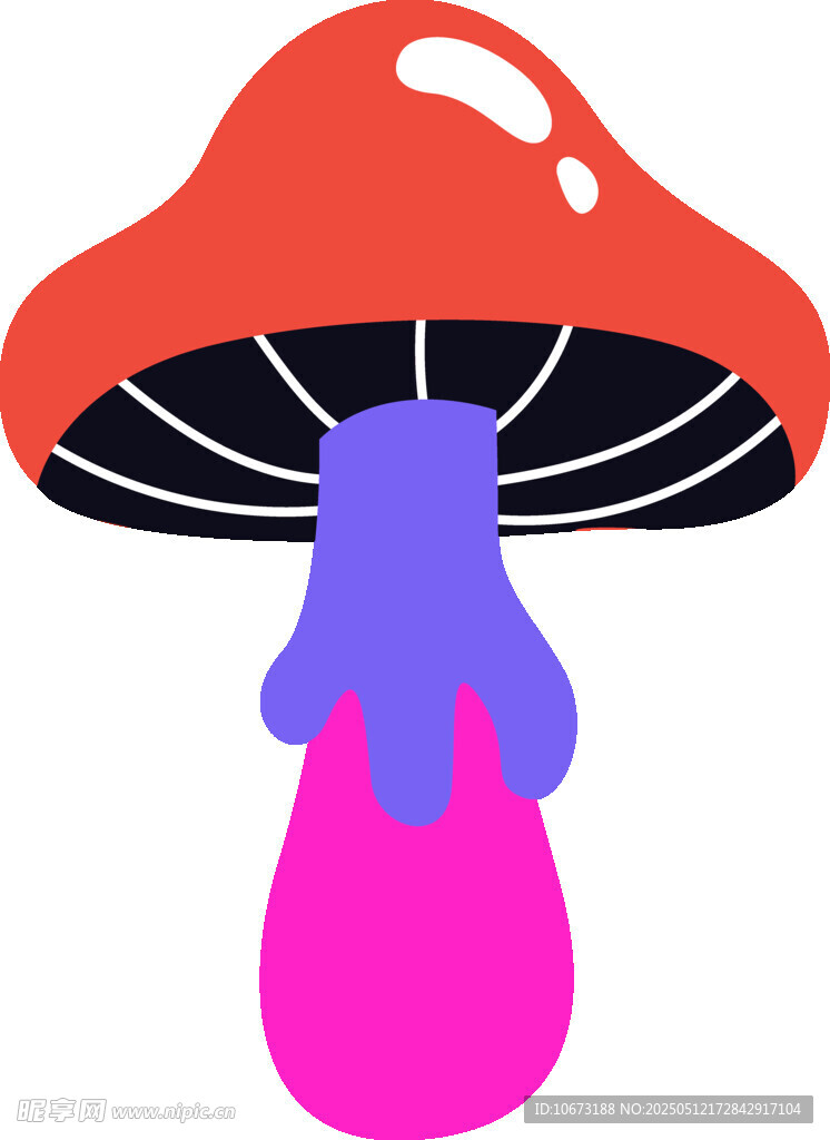 彩色融化蘑菇插画