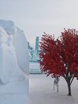 雪中红树与雪雕景观