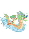 卡通龙舟上的欢乐划手