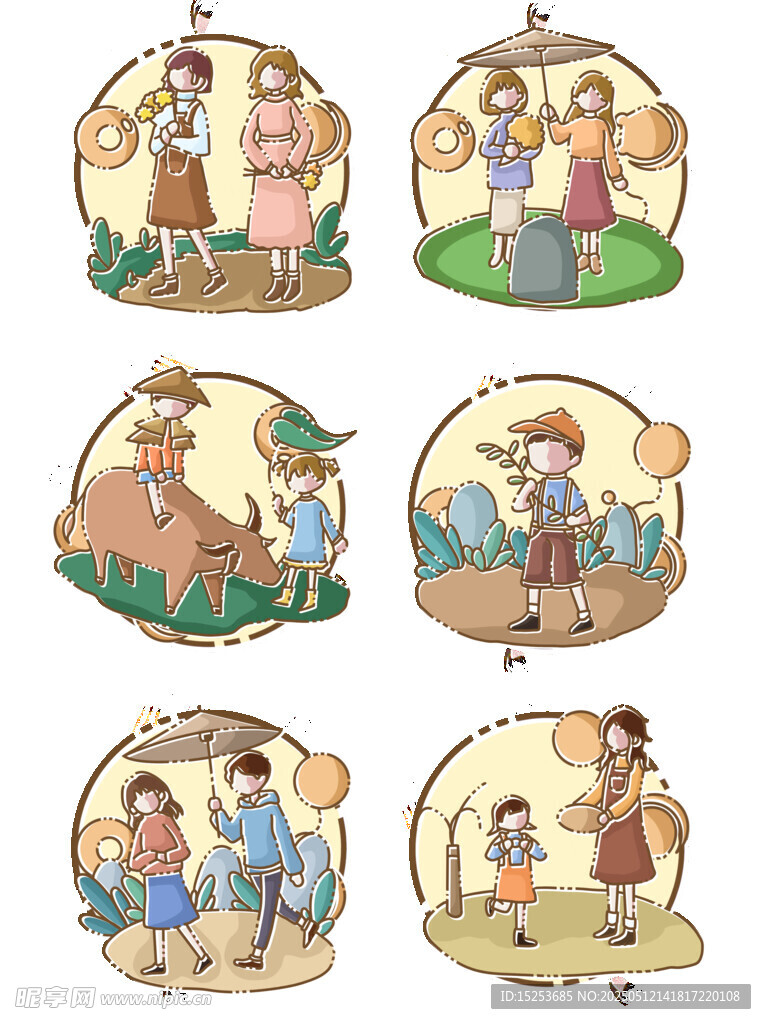 乡村生活场景插画