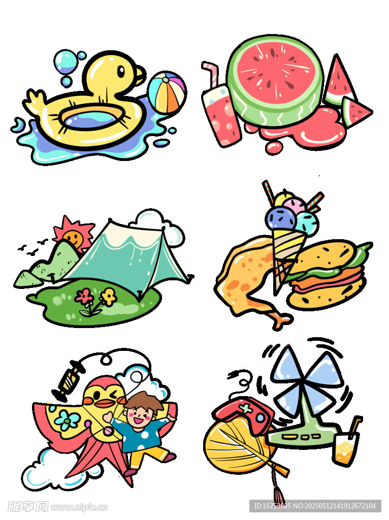 夏日趣味卡通玩乐元素