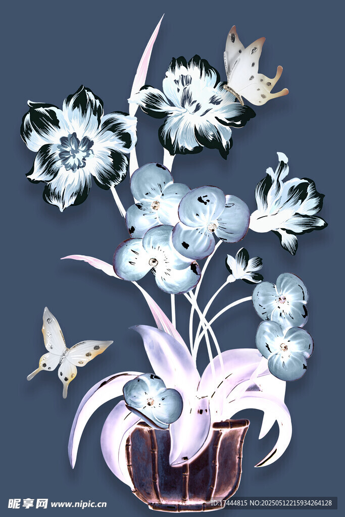 玉兰花立体浮雕玄关