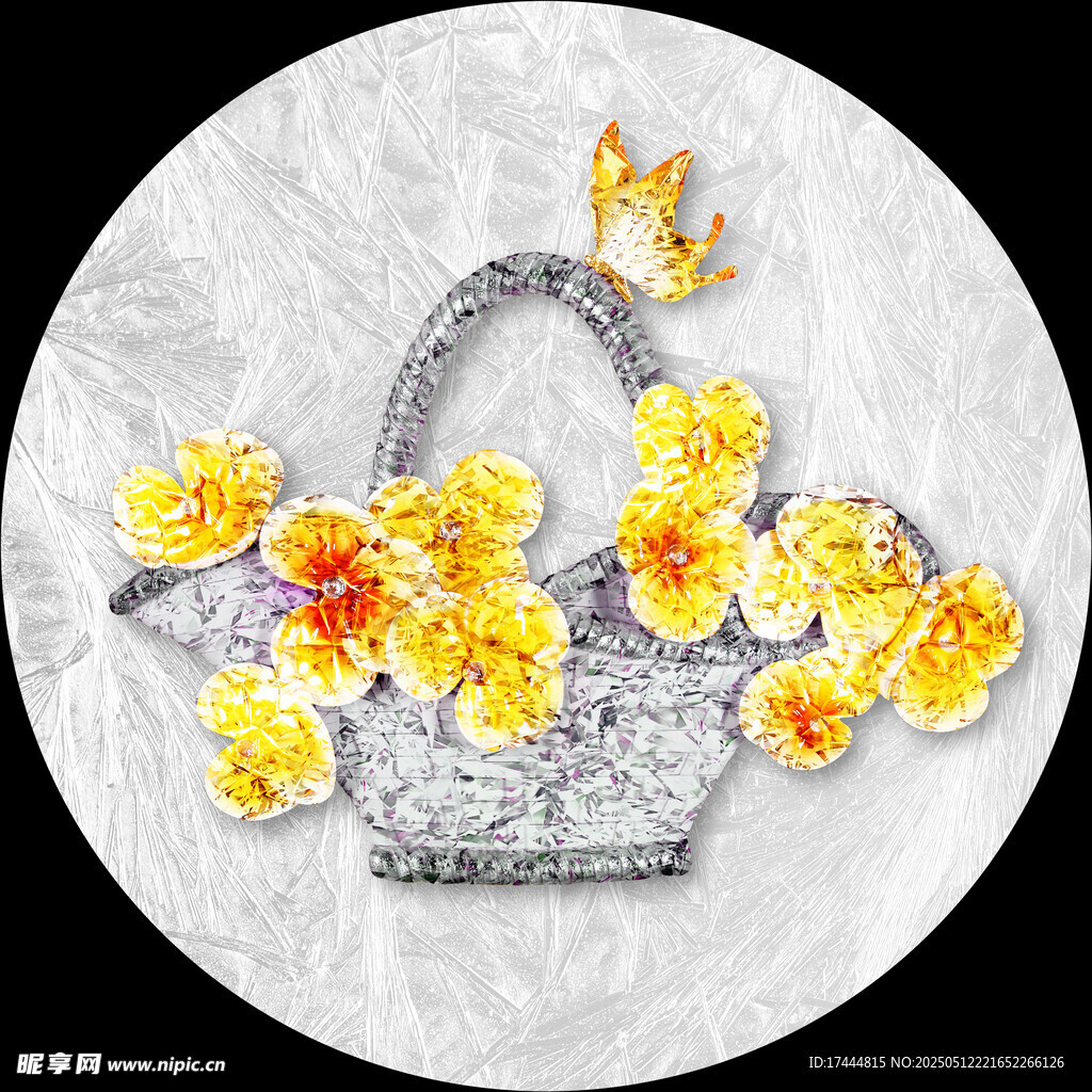 浮雕花卉蝴蝶玄关装饰画