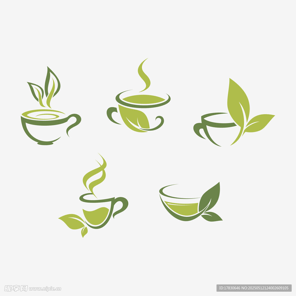 简约茶杯茶叶图标设计