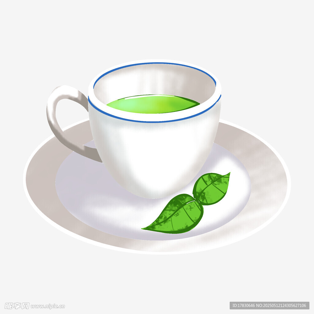 白色瓷杯中的清新抹茶