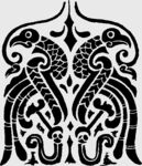 传统双鸟对称图腾纹饰