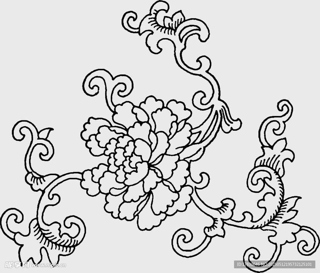 中式牡丹花纹饰图案