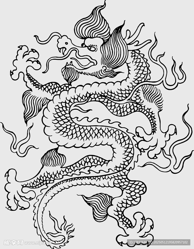 传统手绘中国龙图案