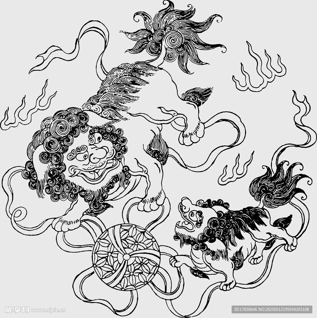 传统双龙戏珠图案设计