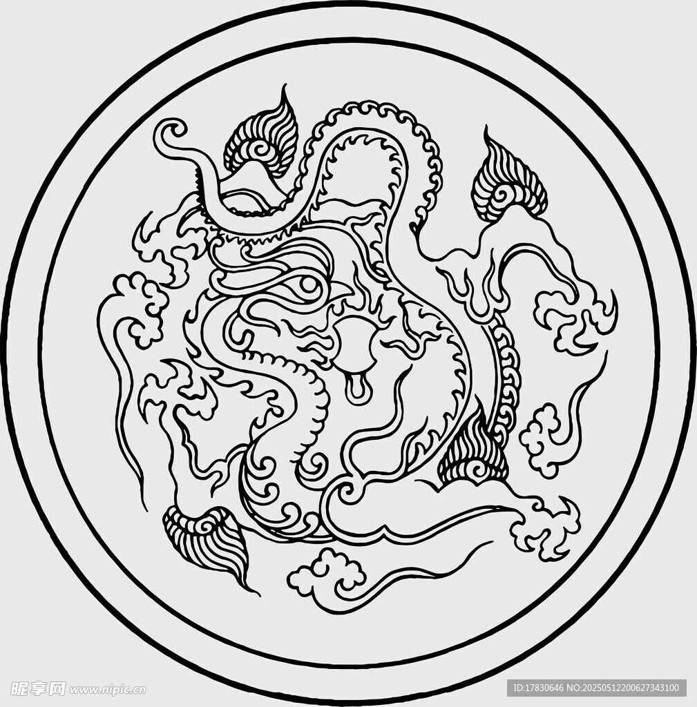 圆形龙纹图案设计元素