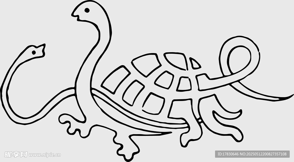 乌龟与蛇的简笔画图案
