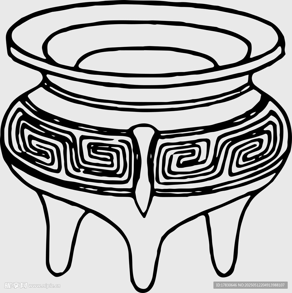 古代三足鼎纹饰图案