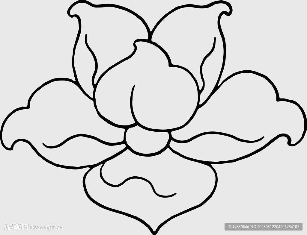 简约莲花图案线条画