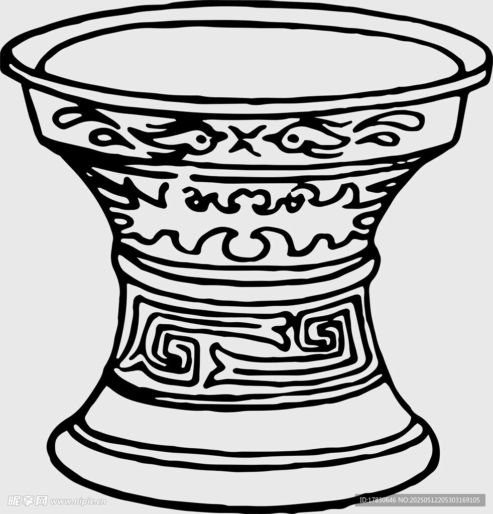 古代花纹青铜器皿图案