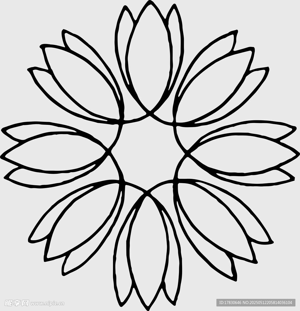 简约黑白花朵几何图案