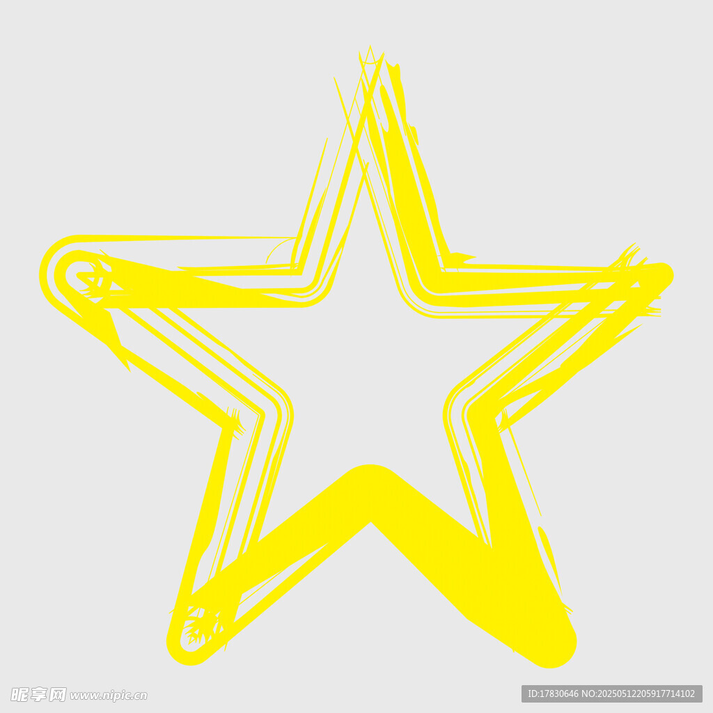 手绘黄色五角星图案