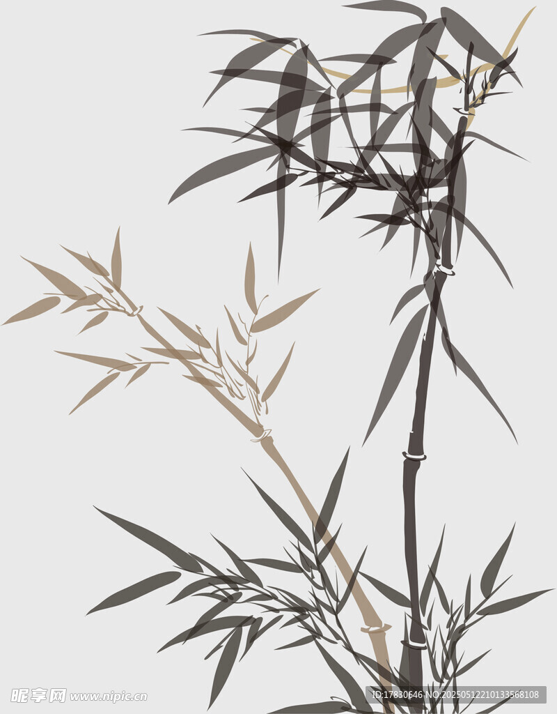 水墨风竹子画作