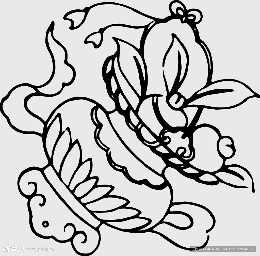 传统中式兔子纹样图案
