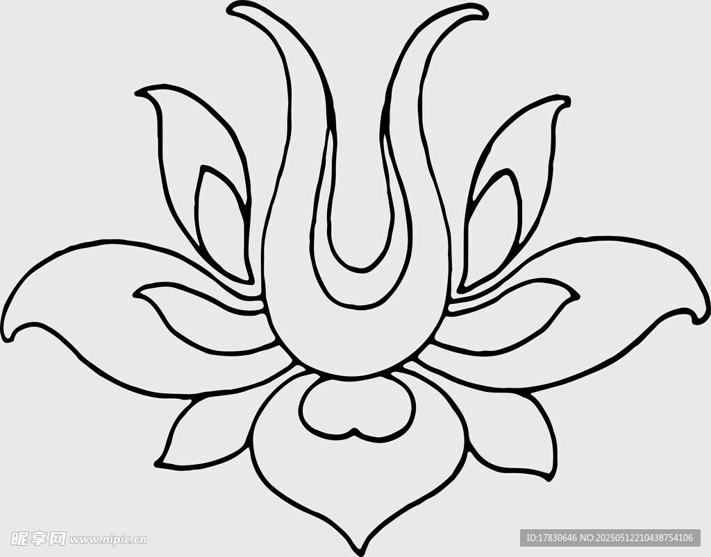 简约线条莲花图案设计