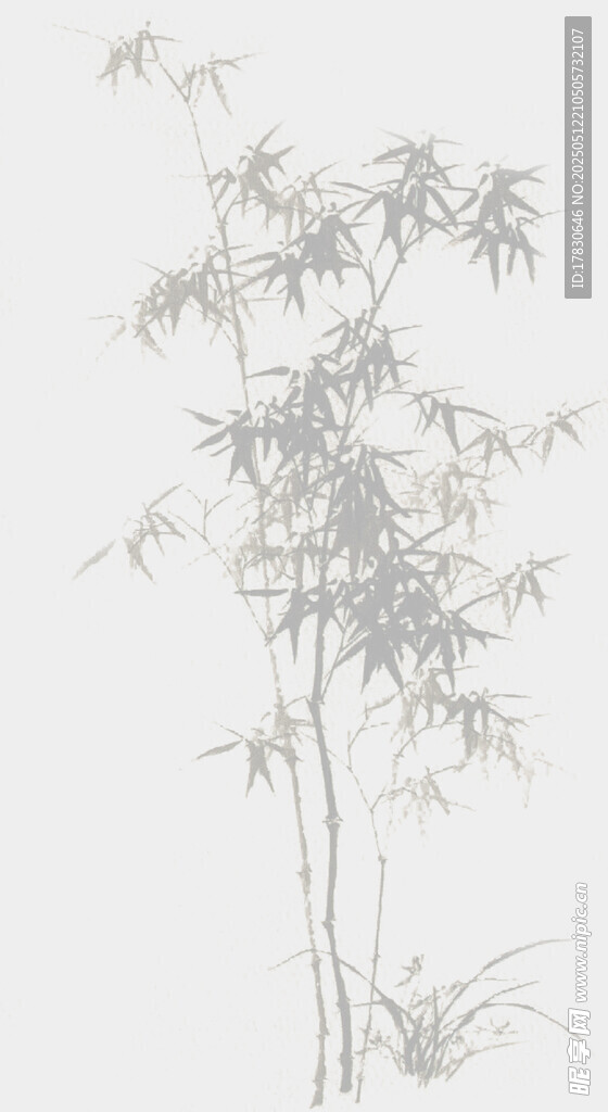 水墨风单株竹子绘画