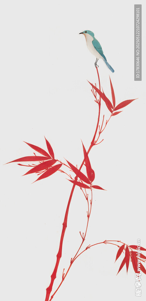 红竹上的小鸟