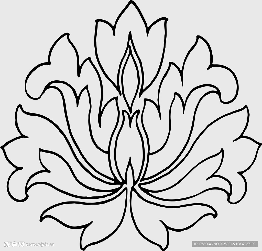 简约线条莲花图案设计