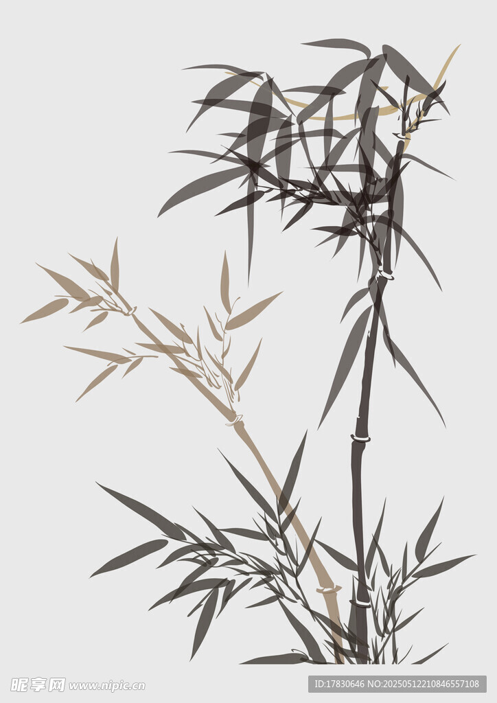 水墨风竹子画作