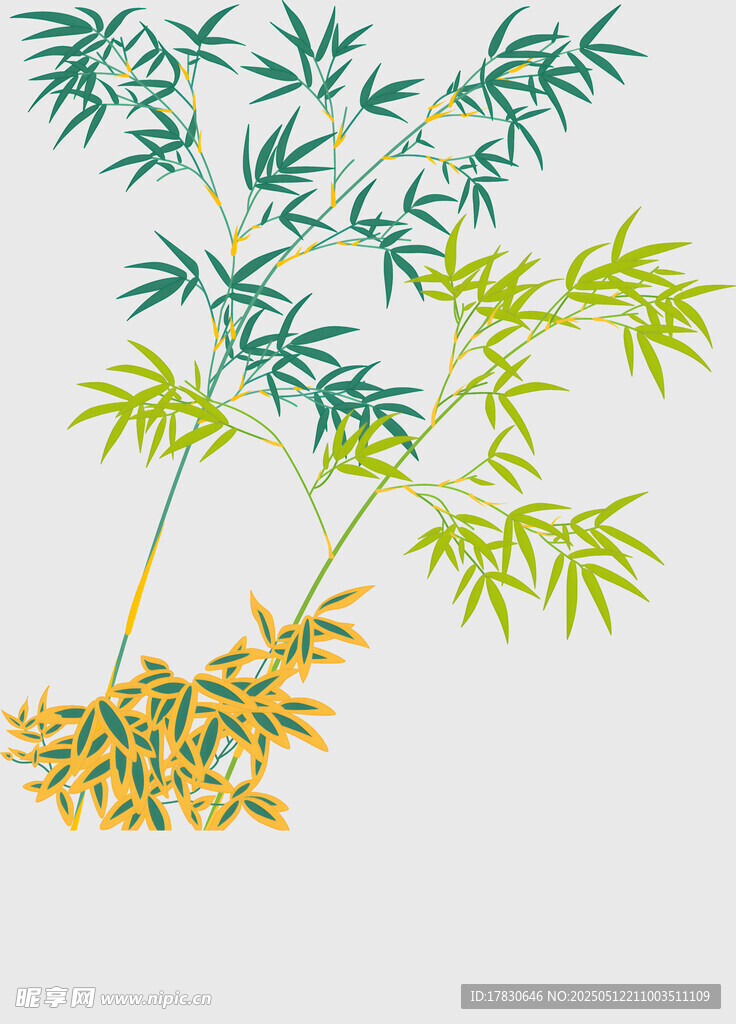 中式水墨风竹叶插画