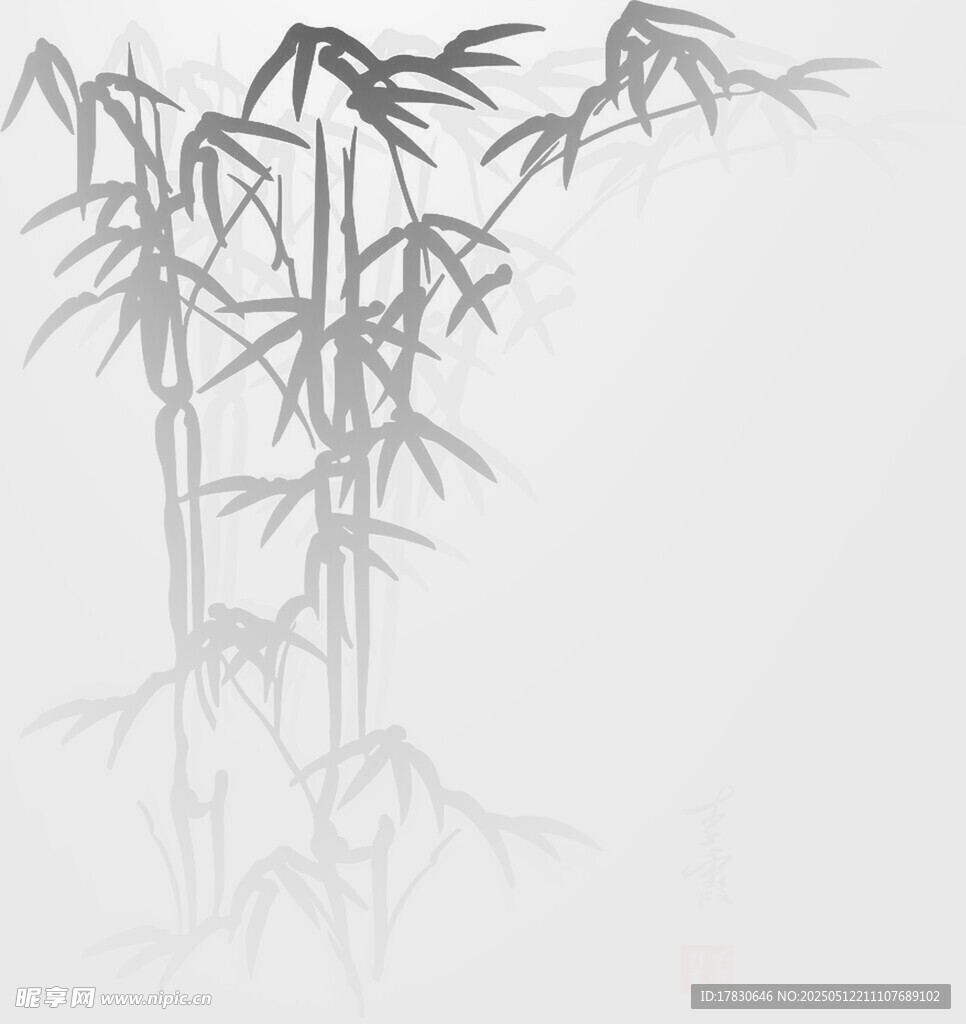 水墨风竹林意境图