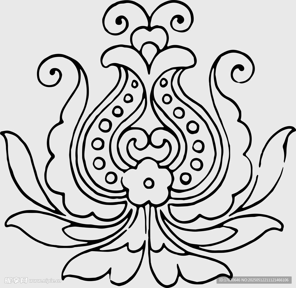 传统中式莲花纹图案