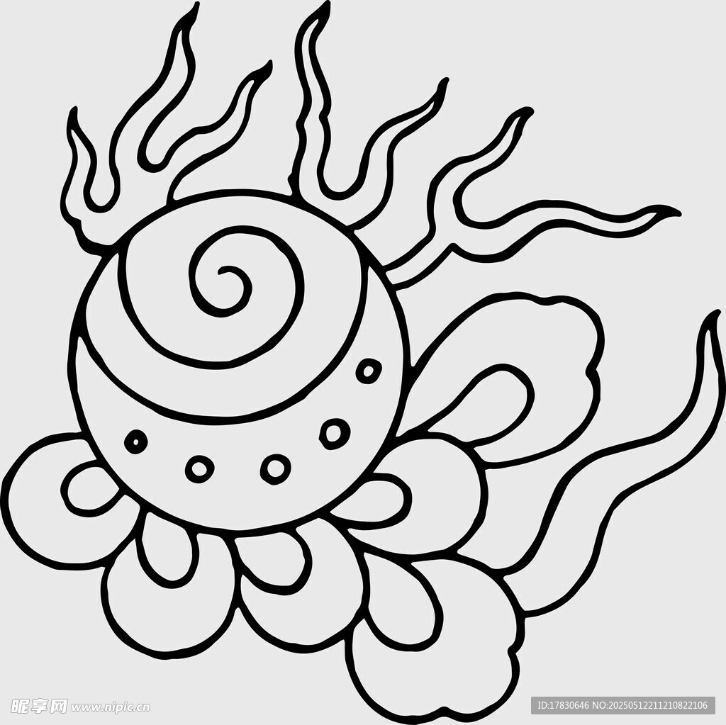 传统云纹火焰装饰图案
