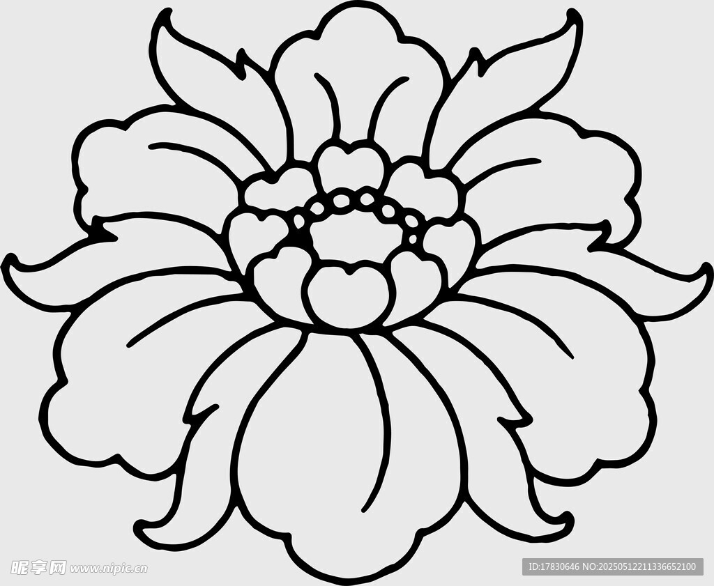 简约黑白花卉图案