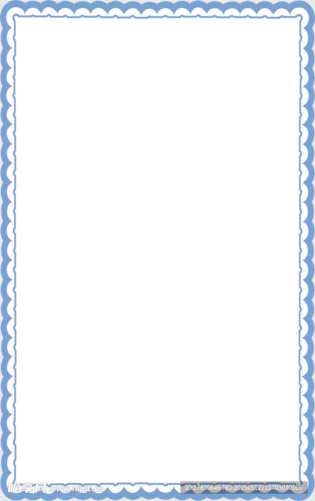 蓝色花边空白边框模板